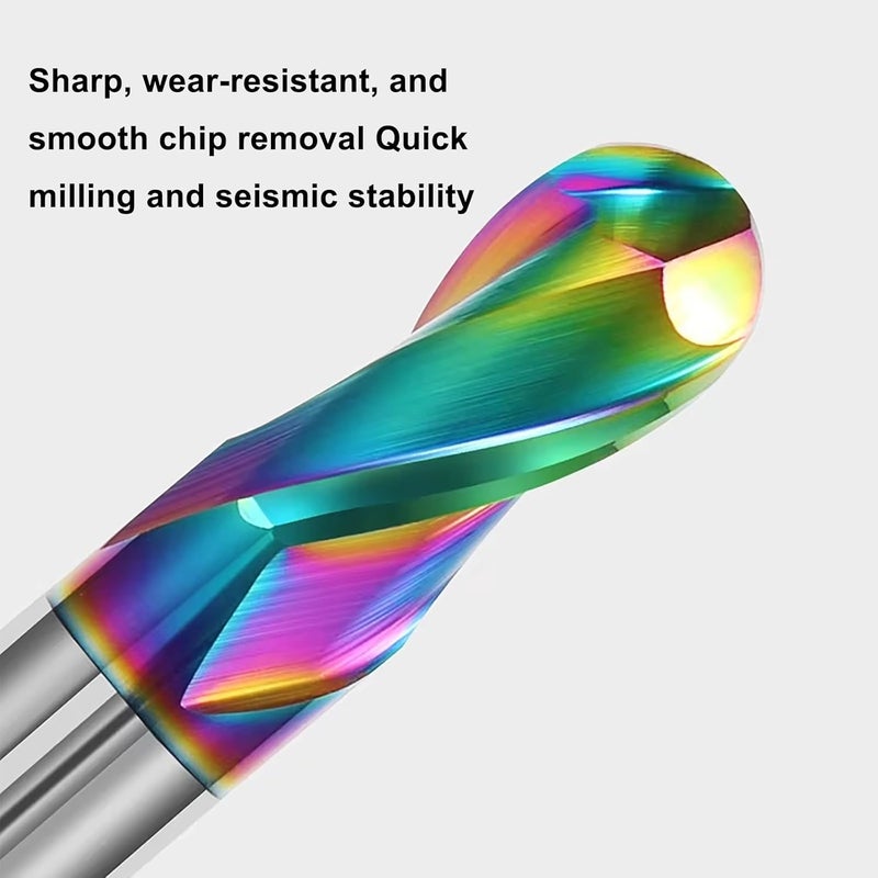 JIANXING 5/16" Extra Long DLC Coated 2-Flute Carbide Ball Nose End Mill, Ideal for Aluminum, Copper Alloys, and Plastic Machining – High Precision & Wear-Resistant Cutting Tool (1 Pieces) - Image 5